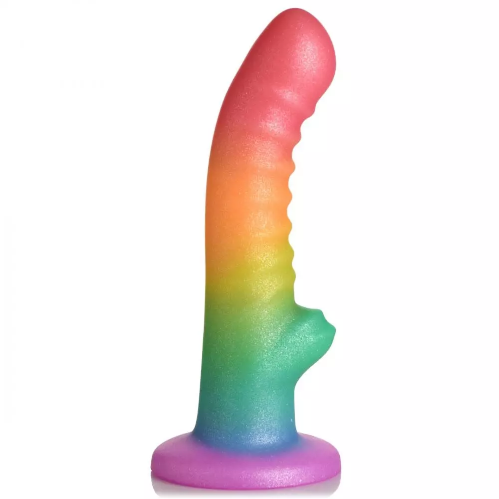 Simply Sweet Ribbed 6.5 inch Silicone Rainbow Dildo